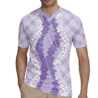 Hawaii Aloha Plumeria Lei Lavender Palaka Rugby Jersey LT7 - Polynesian Pride