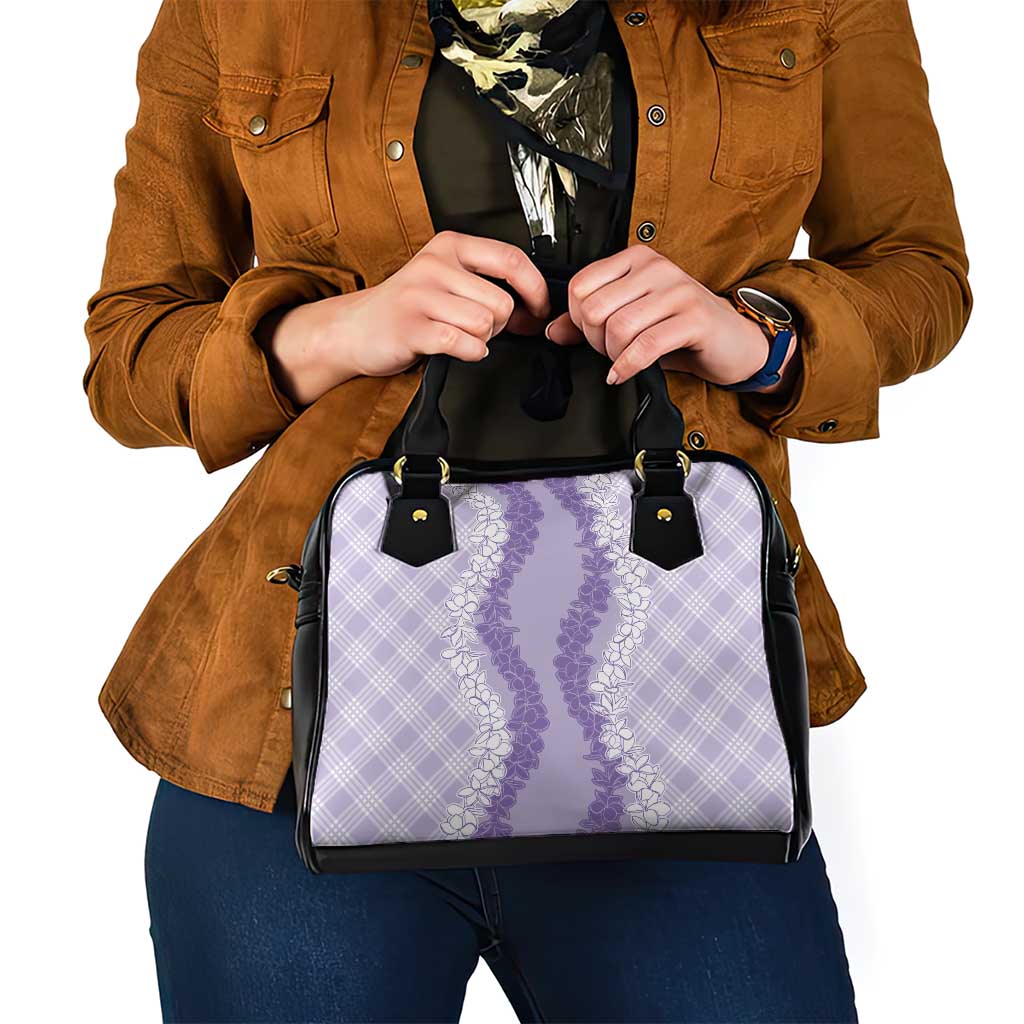 Hawaii Aloha Plumeria Lei Lavender Palaka Shoulder Handbag - Polynesian Pride