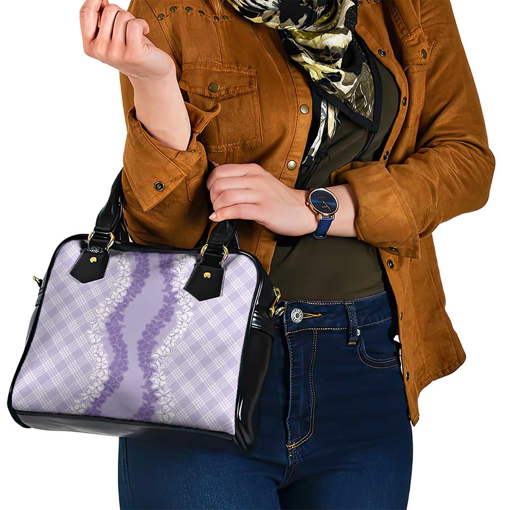 Hawaii Aloha Plumeria Lei Lavender Palaka Shoulder Handbag - Polynesian Pride