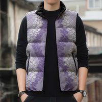 Hawaii Aloha Plumeria Lei Lavender Palaka Sleeveless Puffer Jacket - Polynesian Pride
