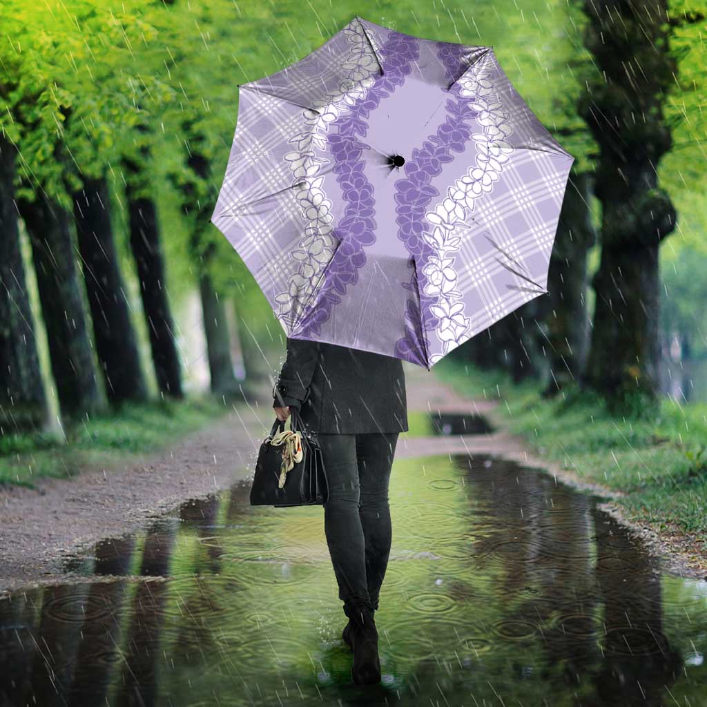 Hawaii Aloha Plumeria Lei Lavender Palaka Umbrella - Polynesian Pride
