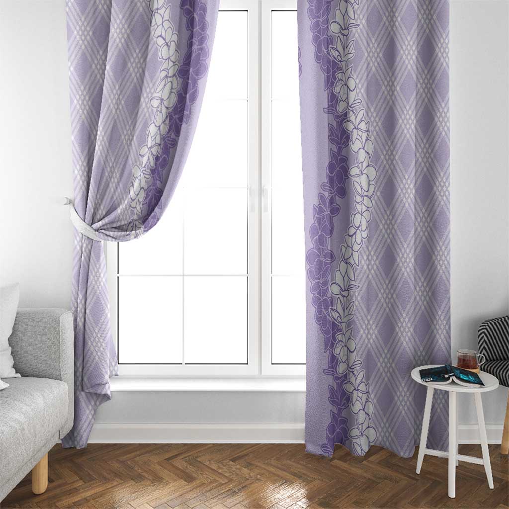 Hawaii Aloha Plumeria Lei Lavender Palaka Window Curtain - Polynesian Pride