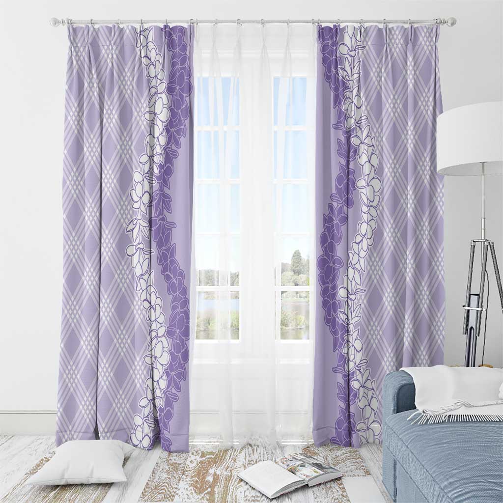 Hawaii Aloha Plumeria Lei Lavender Palaka Window Curtain - Polynesian Pride