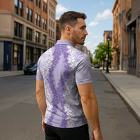 Hawaii Aloha Plumeria Lei Lavender Palaka Zipper Polo Shirt - Polynesian Pride