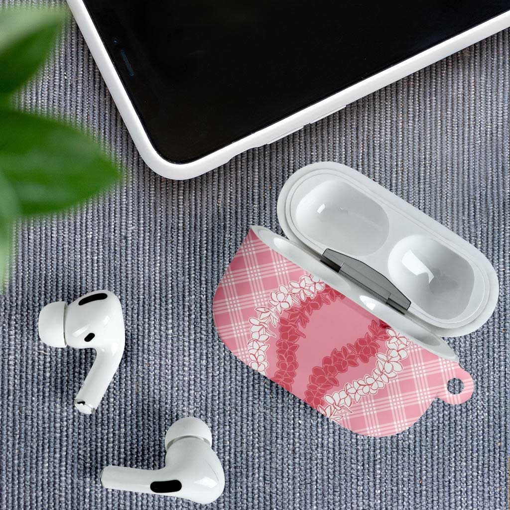 Hawaii Aloha Plumeria Lei Pink Palaka AirPods Case - Polynesian Pride