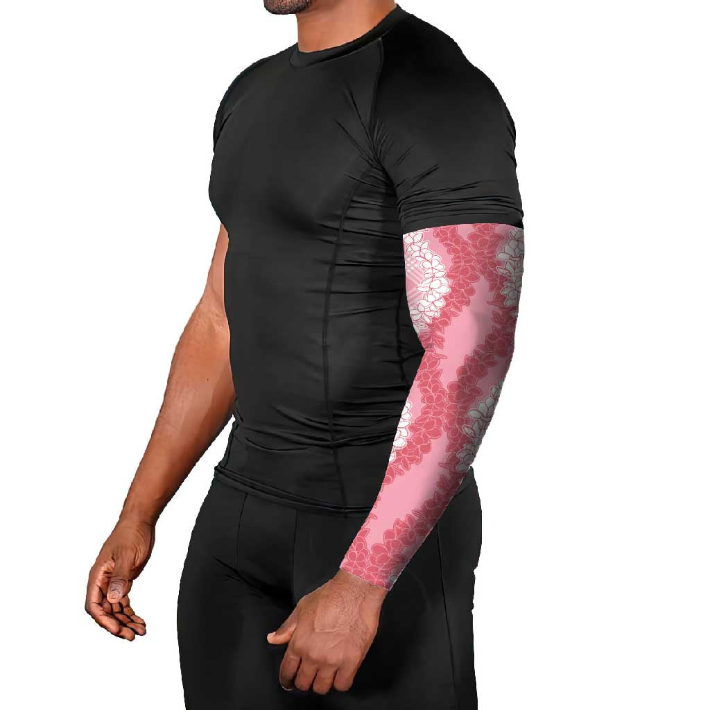 Hawaii Aloha Plumeria Lei Pink Palaka Arm Sleeves - Polynesian Pride