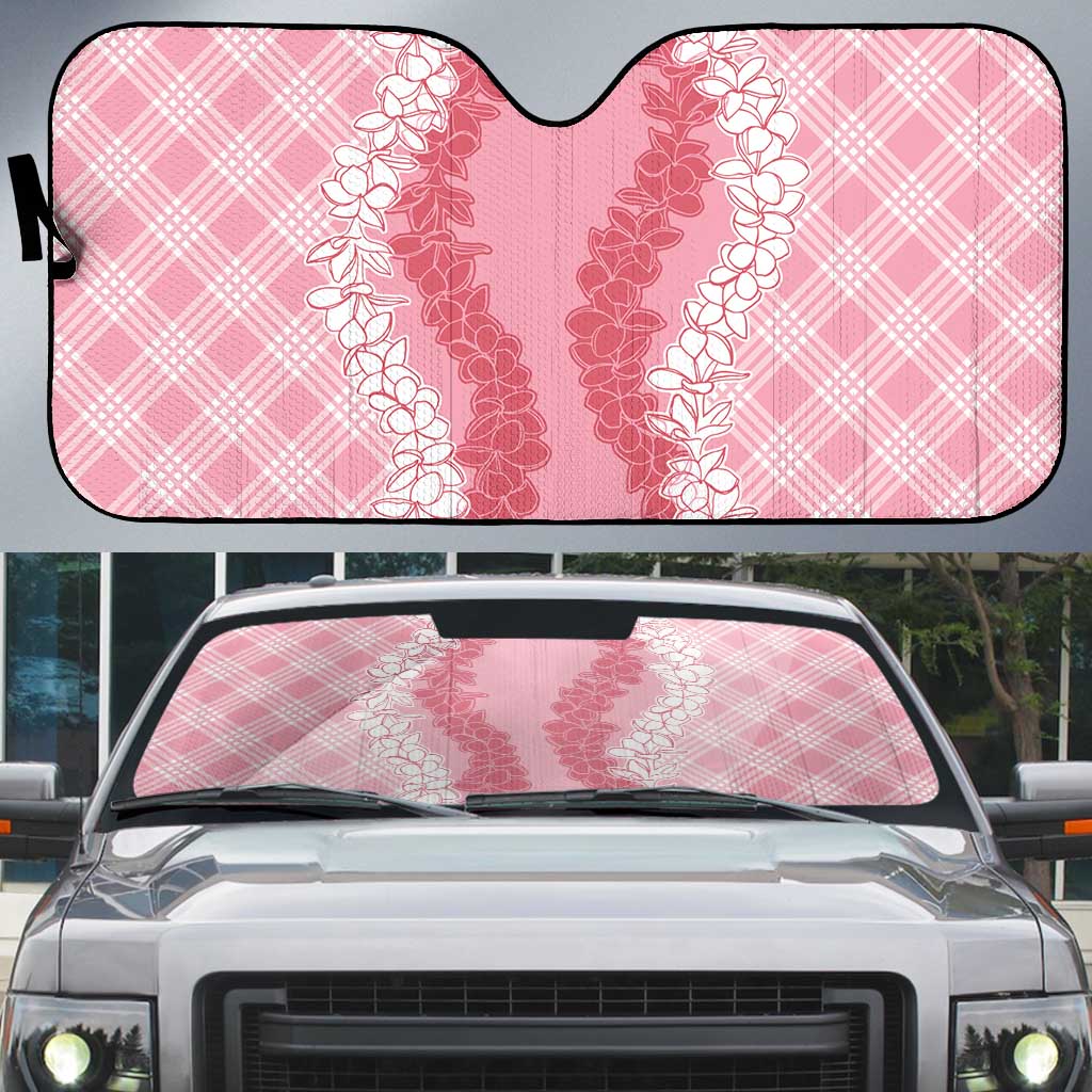 Hawaii Aloha Plumeria Lei Pink Palaka Auto Sun Shade - Polynesian Pride