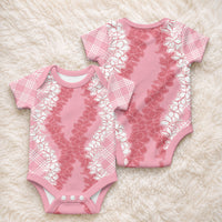 Hawaii Aloha Plumeria Lei Pink Palaka Baby Onesie