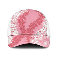 Hawaii Aloha Plumeria Lei Pink Palaka Baseball Net Cap - Polynesian Pride