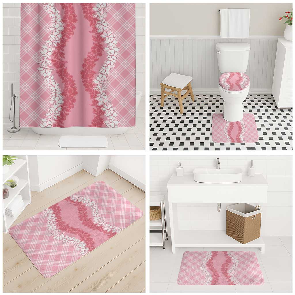 Hawaii Aloha Plumeria Lei Pink Palaka Bathroom Set - Polynesian Pride