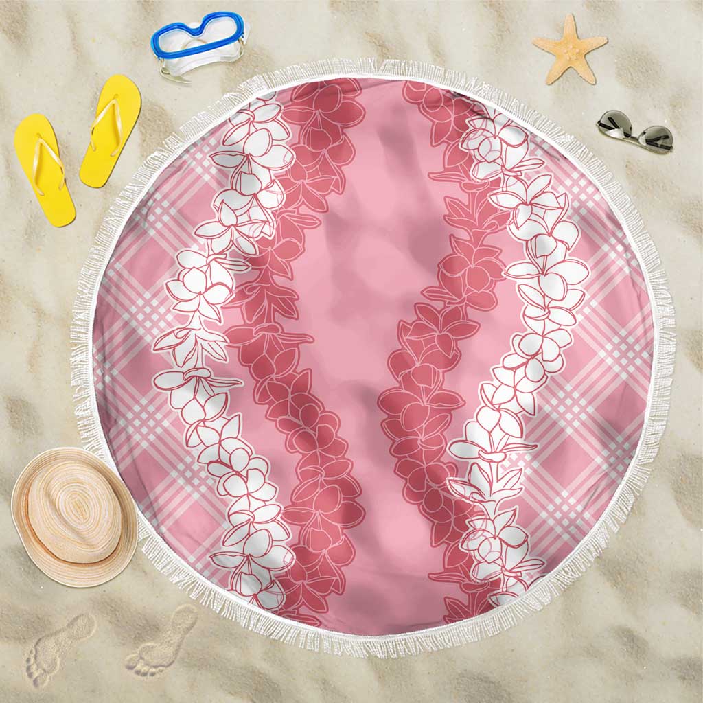 Hawaii Aloha Plumeria Lei Pink Palaka Beach Blanket - Polynesian Pride