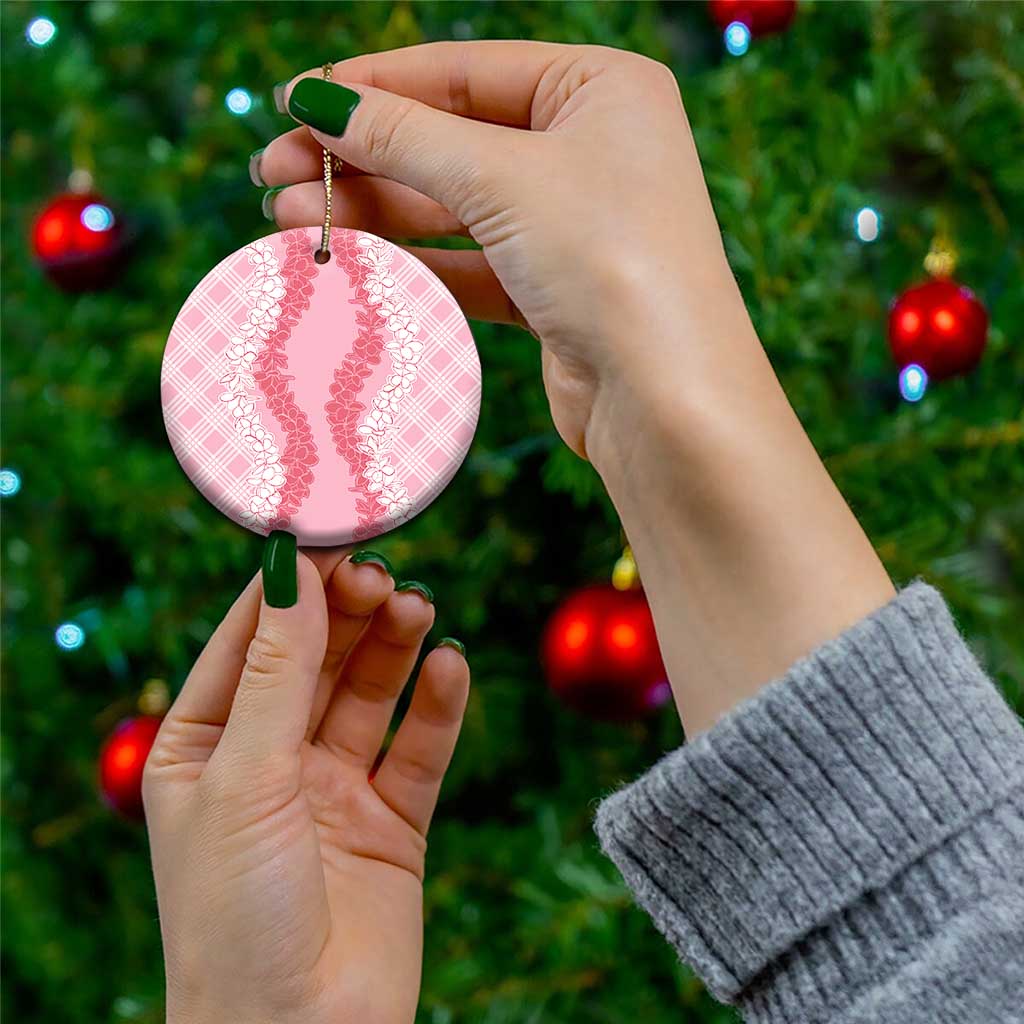 Hawaii Aloha Plumeria Lei Pink Palaka Ceramic Ornament - Polynesian Pride