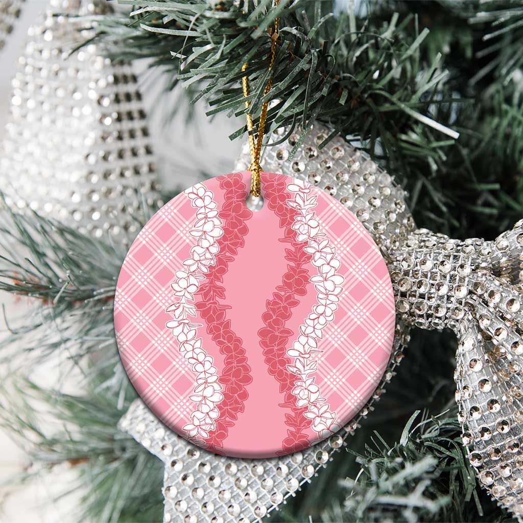 Hawaii Aloha Plumeria Lei Pink Palaka Ceramic Ornament - Polynesian Pride