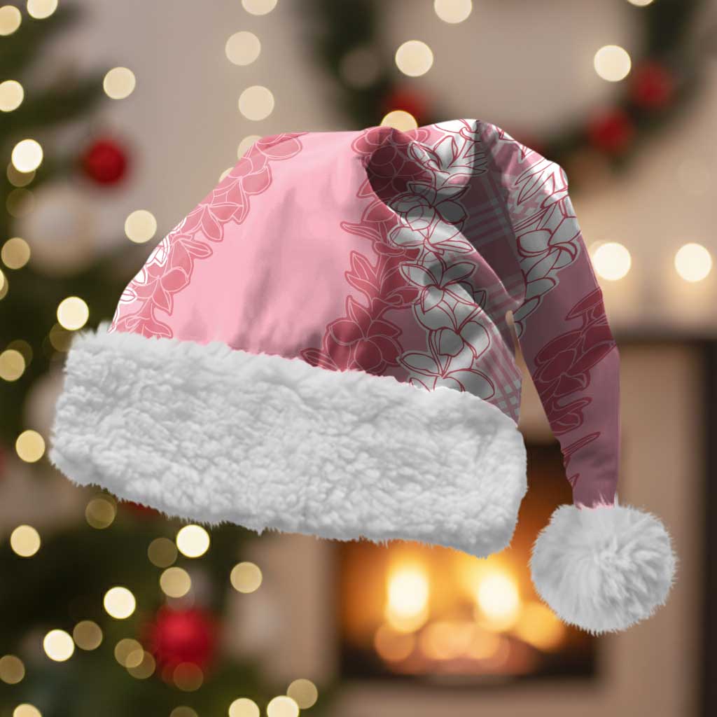 Hawaii Aloha Plumeria Lei Pink Palaka Christmas Santa Hat - Polynesian Pride