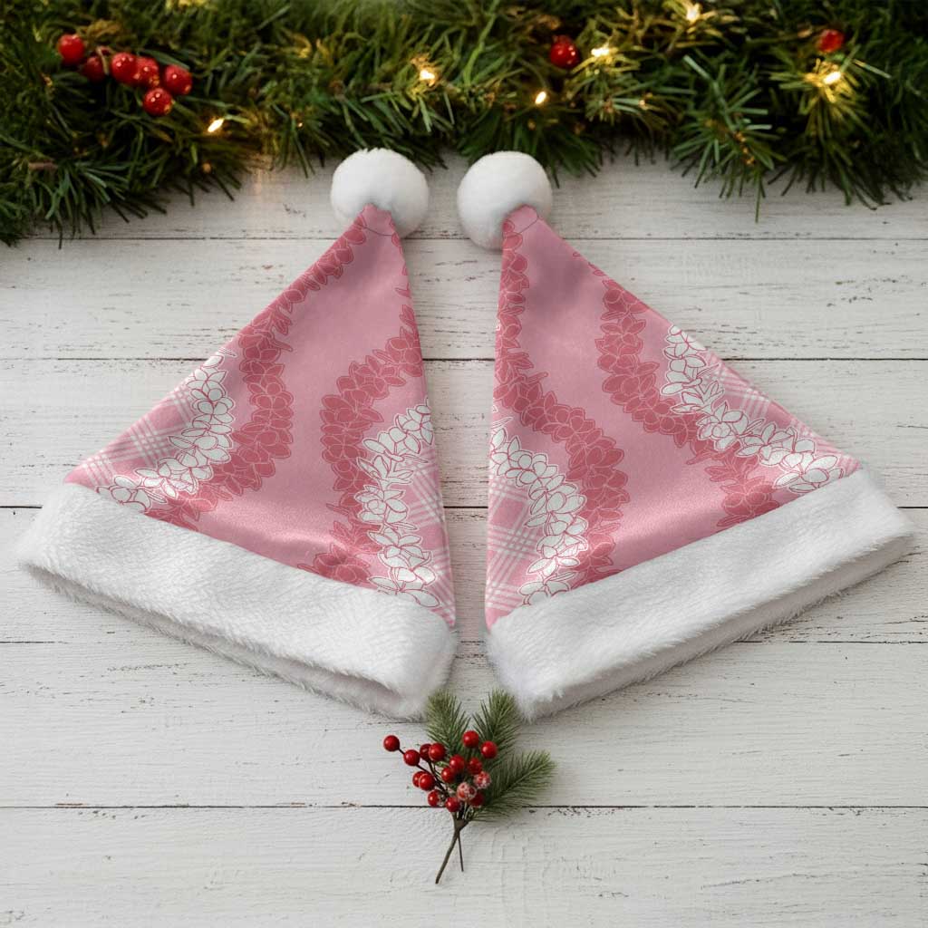 Hawaii Aloha Plumeria Lei Pink Palaka Christmas Santa Hat - Polynesian Pride