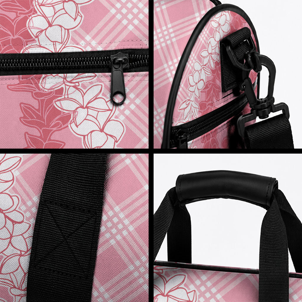 Hawaii Aloha Plumeria Lei Pink Palaka Duffle Bag