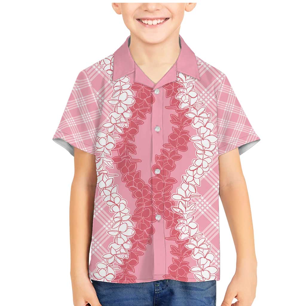 Hawaii Aloha Plumeria Lei Pink Palaka Family Matching Mermaid Dress and Hawaiian Shirt LT7 Son's Shirt Pink - Polynesian Pride