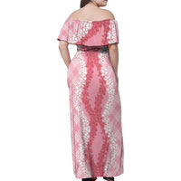 Hawaii Aloha Plumeria Lei Pink Palaka Family Matching Off Shoulder Maxi Dress and Hawaiian Shirt LT7 - Polynesian Pride
