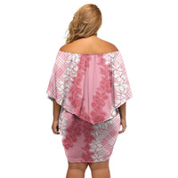 Hawaii Aloha Plumeria Lei Pink Palaka Family Matching Off Shoulder Short Dress and Hawaiian Shirt LT7 - Polynesian Pride