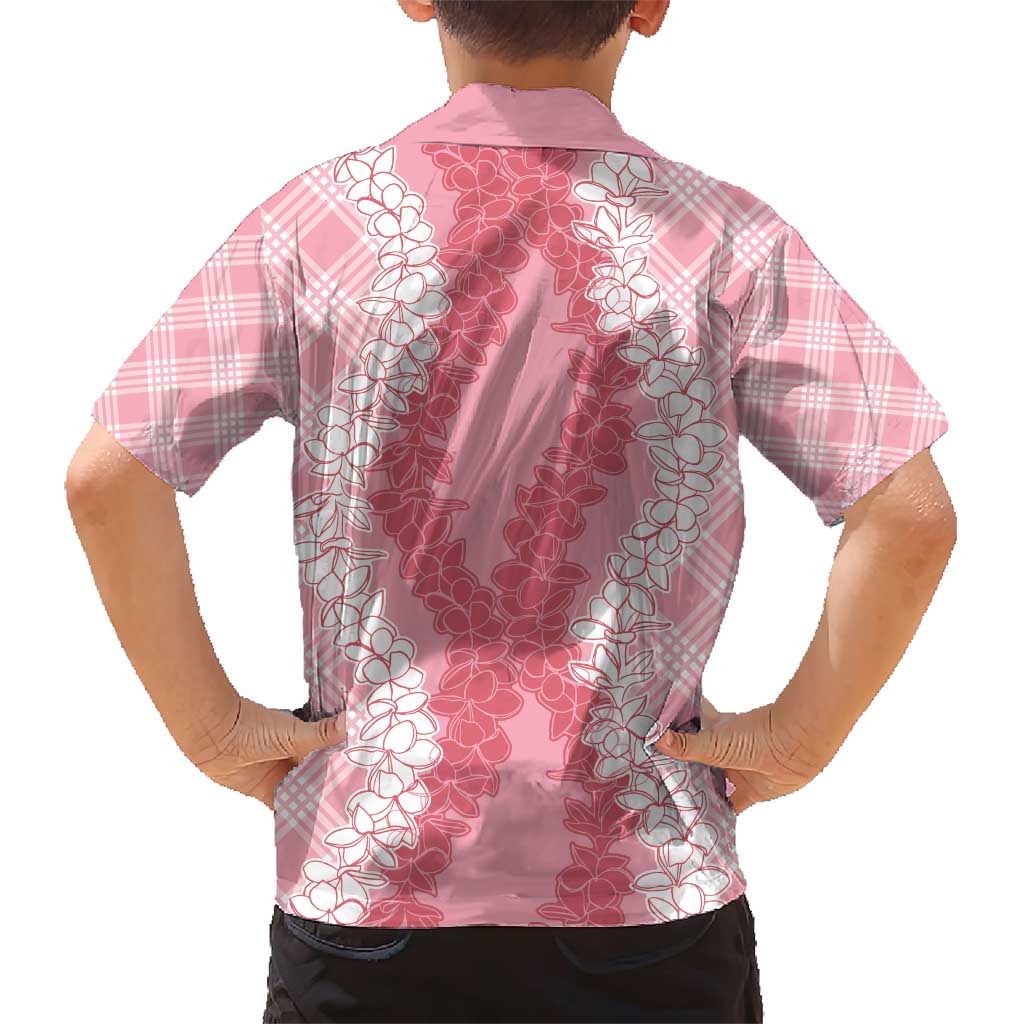 Hawaii Aloha Plumeria Lei Pink Palaka Family Matching Short Sleeve Bodycon Dress and Hawaiian Shirt LT7 - Polynesian Pride