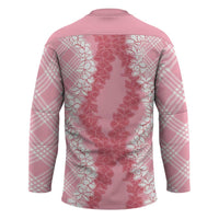 Hawaii Aloha Plumeria Lei Pink Palaka Hockey Jersey - Polynesian Pride