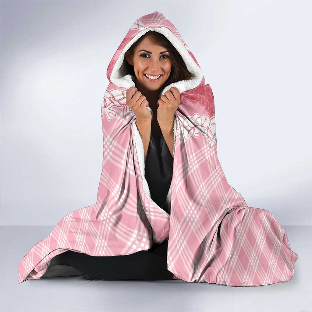 Hawaii Aloha Plumeria Lei Pink Palaka Hooded Blanket - Polynesian Pride