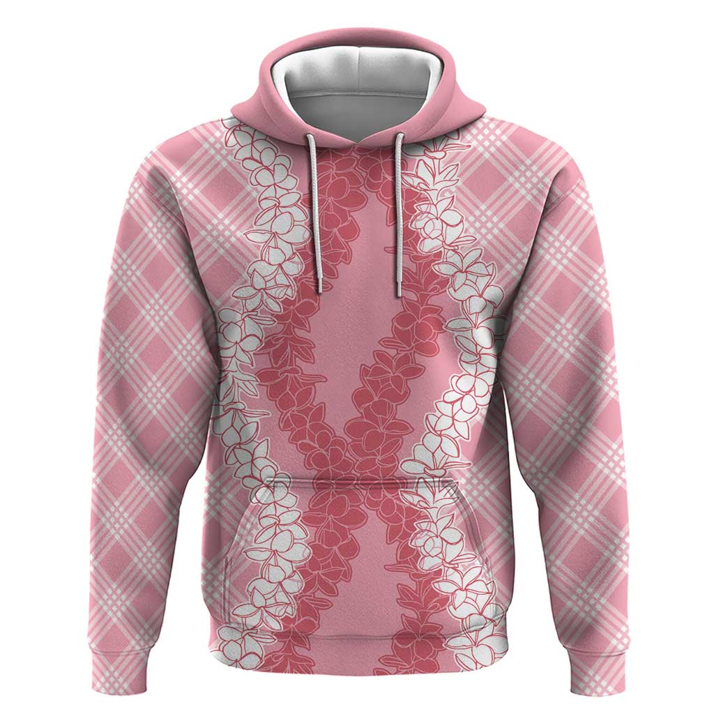 Hawaii Aloha Plumeria Lei Pink Palaka Hoodie - Polynesian Pride
