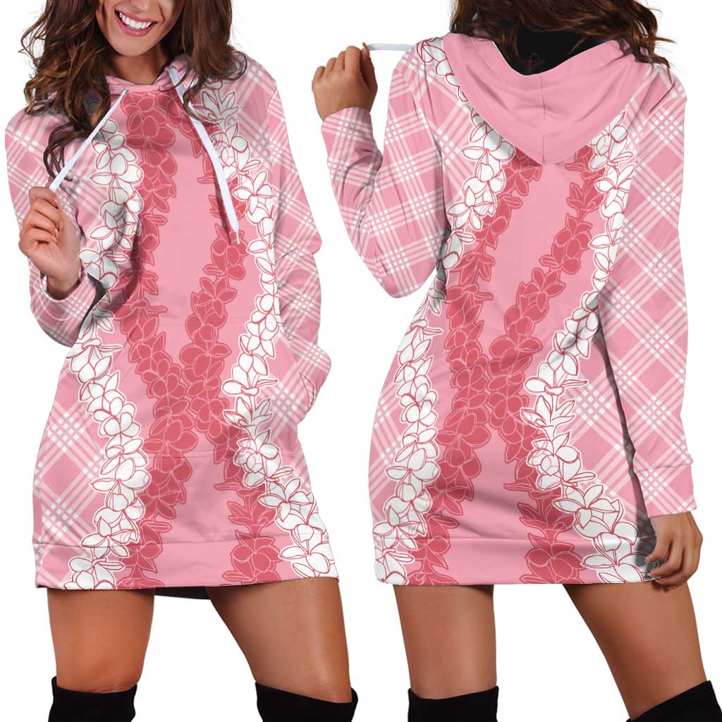 Hawaii Aloha Plumeria Lei Pink Palaka Hoodie Dress - Polynesian Pride