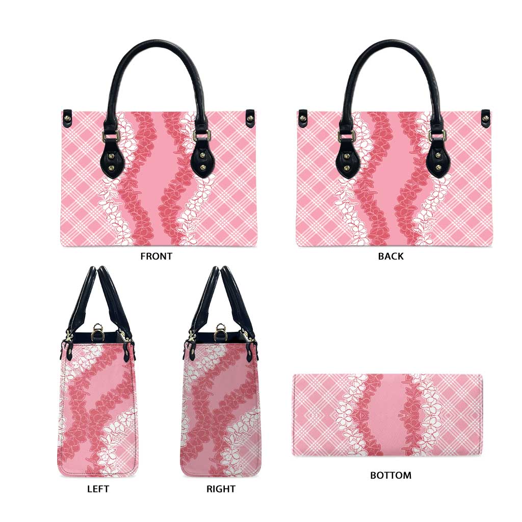 Hawaii Aloha Plumeria Lei Pink Palaka Leather Bag - Polynesian Pride