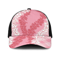 Hawaii Aloha Plumeria Lei Pink Palaka Mesh Trucker Cap - Polynesian Pride