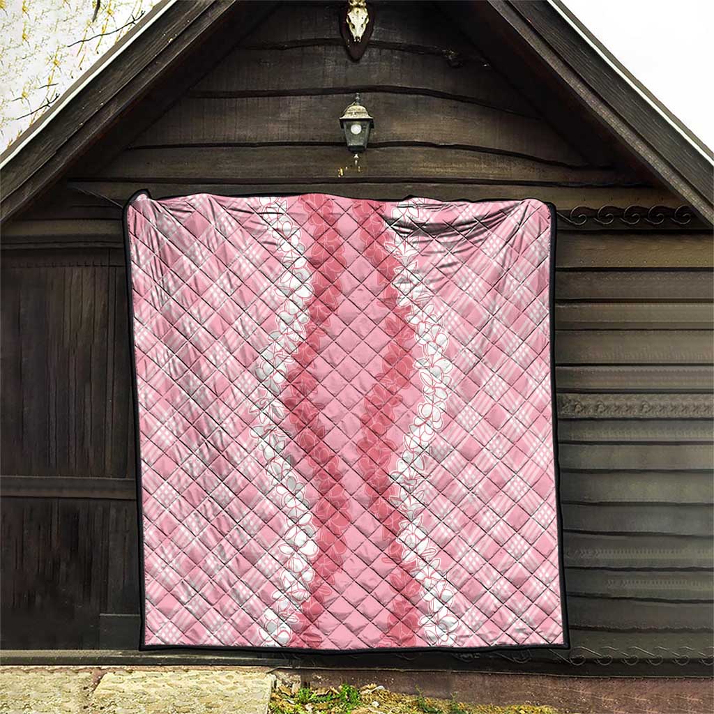 Hawaii Aloha Plumeria Lei Pink Palaka Quilt - Polynesian Pride