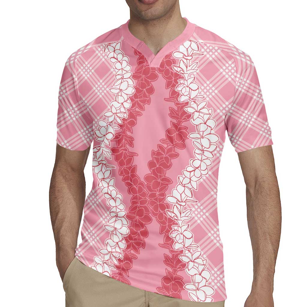 Hawaii Aloha Plumeria Lei Pink Palaka Rugby Jersey - Polynesian Pride