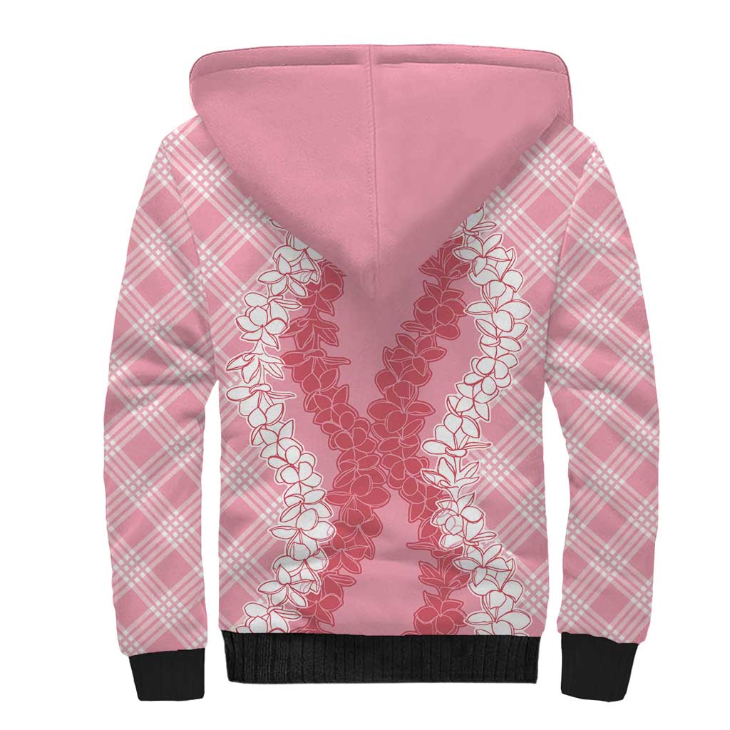 Hawaii Aloha Plumeria Lei Pink Palaka Sherpa Hoodie LT7 - Polynesian Pride