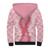 Hawaii Aloha Plumeria Lei Pink Palaka Sherpa Hoodie LT7 - Polynesian Pride