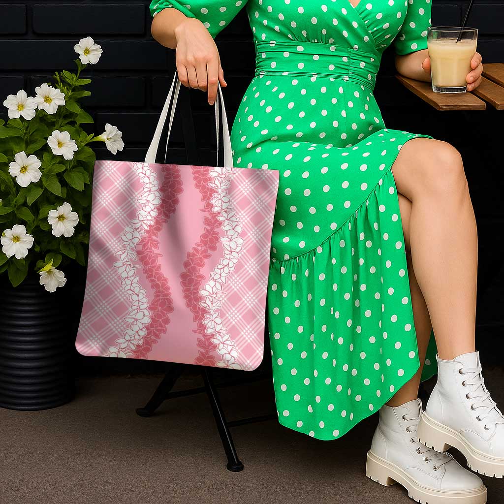 Hawaii Aloha Plumeria Lei Pink Palaka Tote Bag - Polynesian Pride
