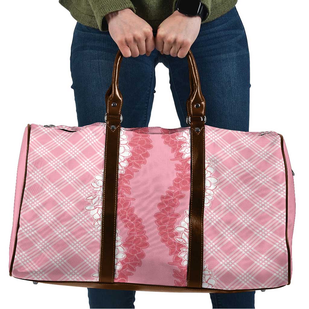 Hawaii Aloha Plumeria Lei Pink Palaka Travel Bag - Polynesian Pride