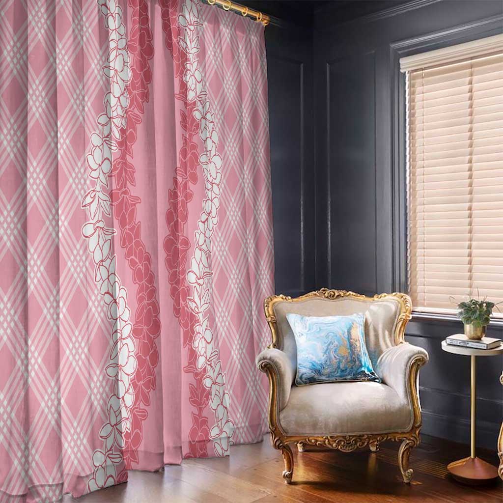 Hawaii Aloha Plumeria Lei Pink Palaka Window Curtain - Polynesian Pride