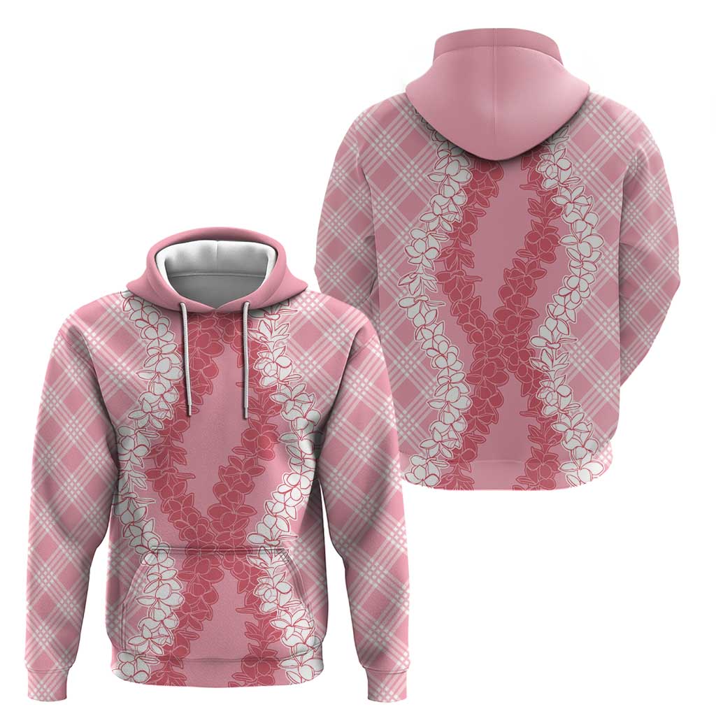 Hawaii Aloha Plumeria Lei Pink Palaka Zip Hoodie - Polynesian Pride