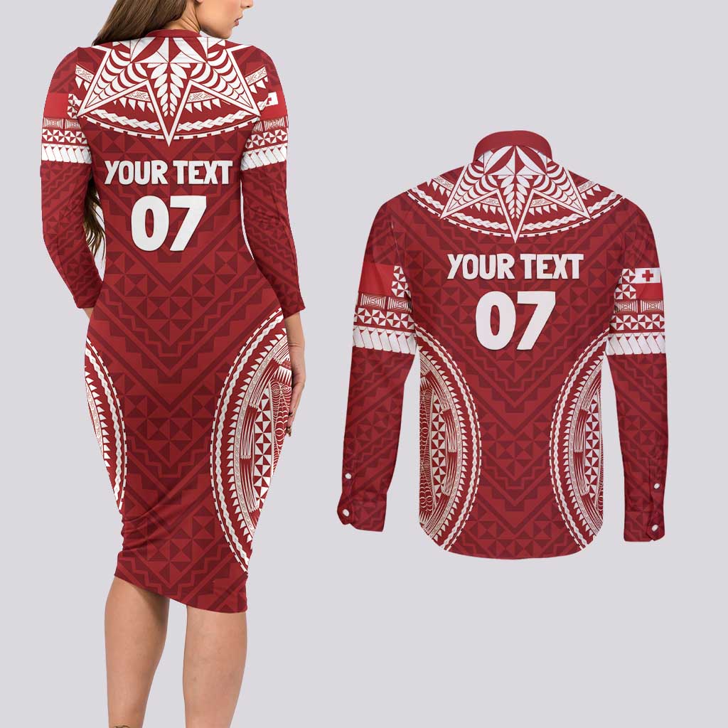 Personalized Mate Maa Tonga Rugby Couples Matching Long Sleeve Bodycon Dress and Long Sleeve Button Shirt Ofa Atu Tonga