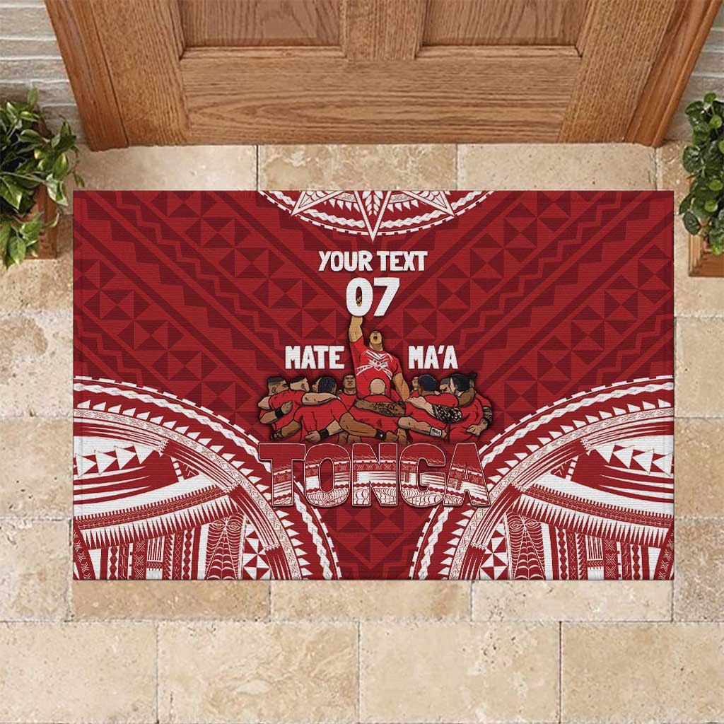 Personalized Mate Maa Tonga Rugby Rubber Doormat Ofa Atu Tonga