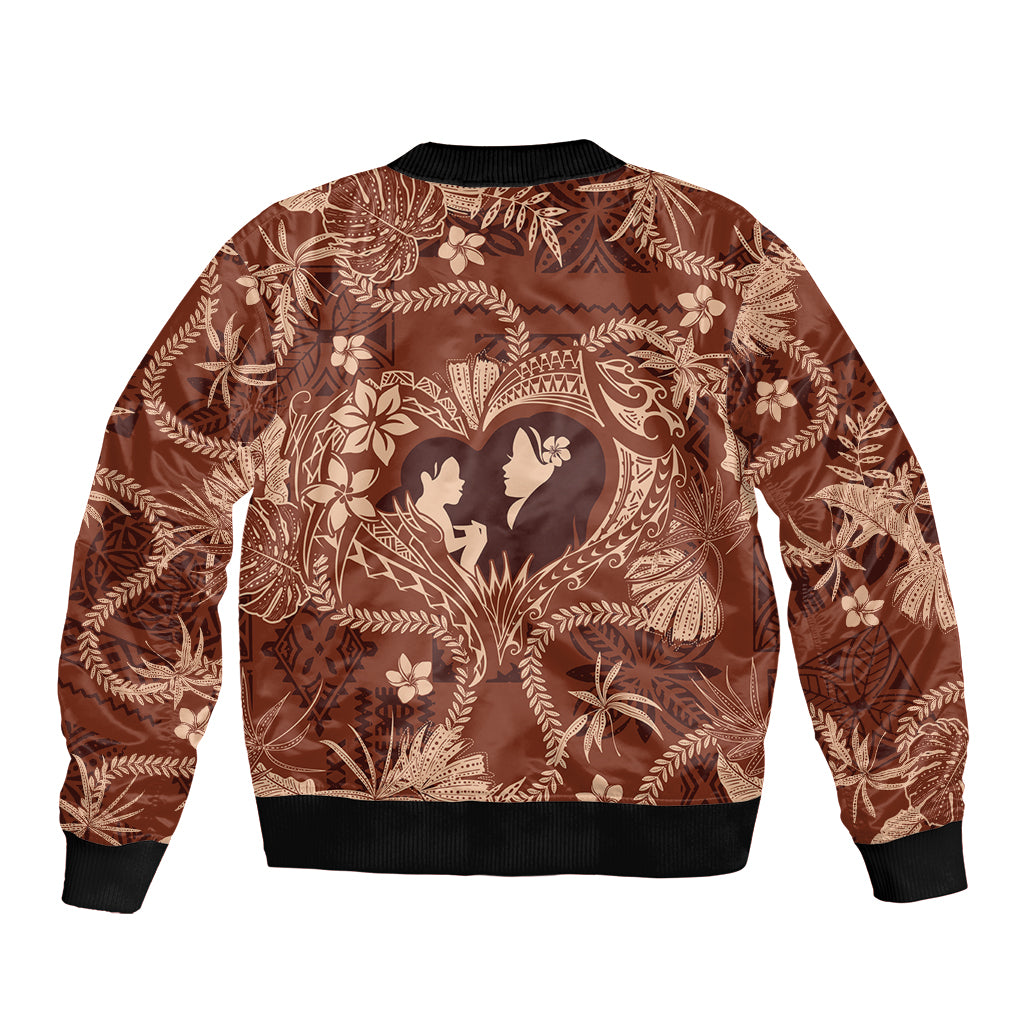 Hawaii Plumeria Bomber Jacket Hau'oli la Makuahine Sunburned LT7 - Polynesian Pride