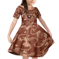 Hawaii Plumeria Family Matching Mermaid Dress and Hawaiian Shirt Hau'oli la Makuahine Sunburned LT7 Daughter's Dress Brown - Polynesian Pride