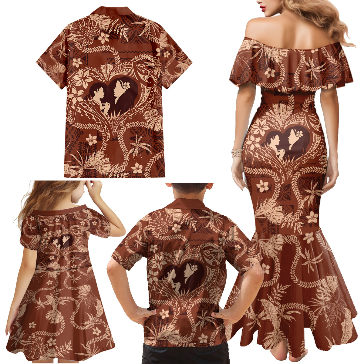 Hawaii Plumeria Family Matching Mermaid Dress and Hawaiian Shirt Hau'oli la Makuahine Sunburned LT7 - Polynesian Pride