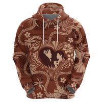 Hawaii Plumeria Zip Hoodie Hau'oli la Makuahine Sunburned LT7 - Polynesian Pride