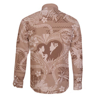 Hawaii Plumeria Family Matching Long Sleeve Bodycon Dress and Hawaiian Shirt Hau'oli la Makuahine Beige LT7 - Polynesian Pride