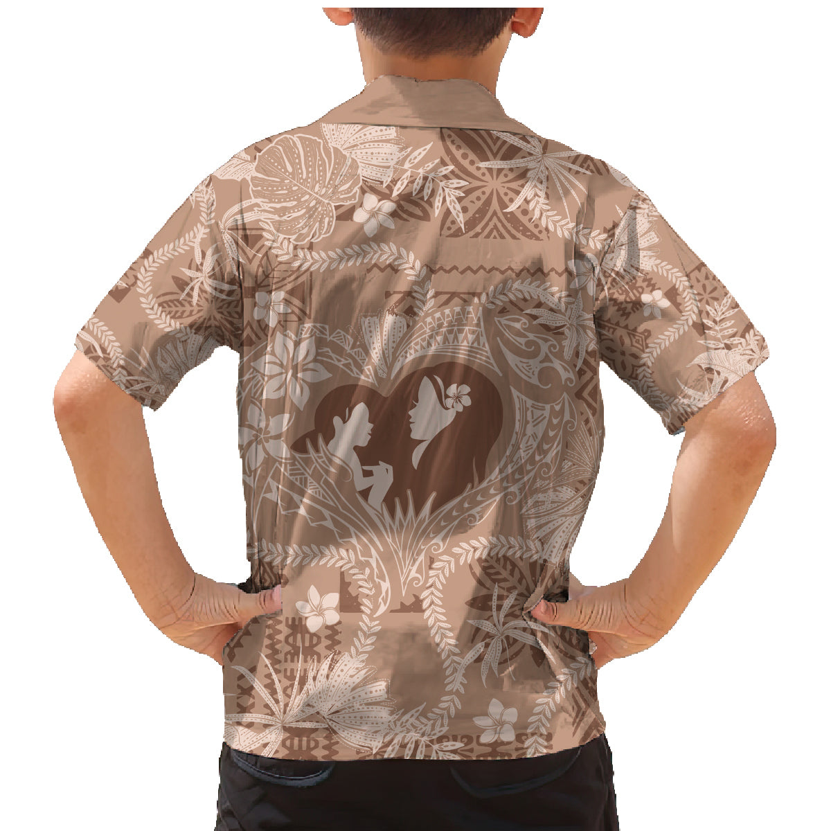 Hawaii Plumeria Family Matching Mermaid Dress and Hawaiian Shirt Hau'oli la Makuahine Beige LT7 - Polynesian Pride