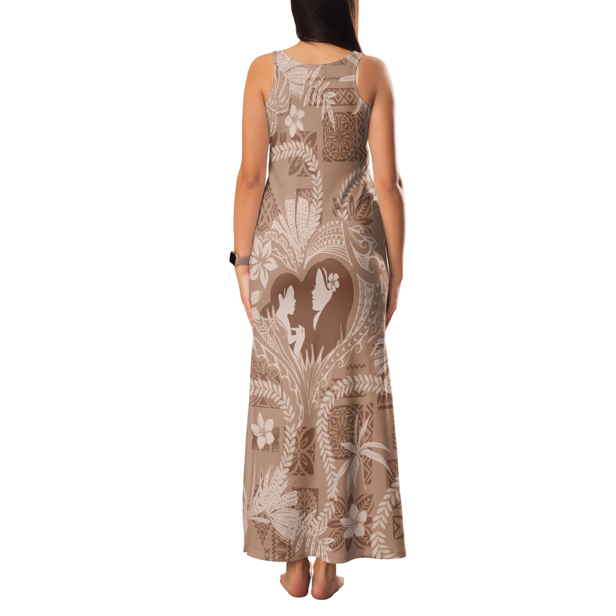 Hawaii Plumeria Family Matching Tank Maxi Dress and Hawaiian Shirt Hau'oli la Makuahine Beige LT7 - Polynesian Pride