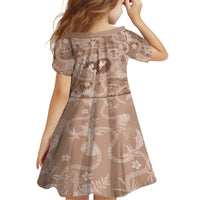 Hawaii Plumeria Kid Short Sleeve Dress Hau'oli la Makuahine Beige LT7 - Polynesian Pride