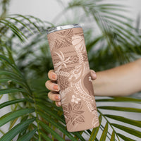 Hawaii Plumeria Skinny Tumbler Hau'oli la Makuahine Beige