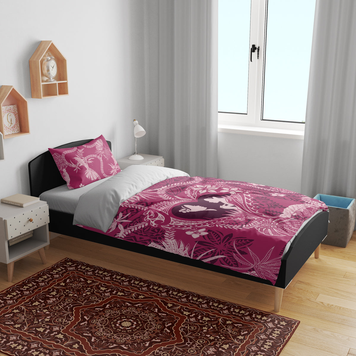 Hawaii Plumeria Bedding Set Hau'oli la Makuahine Rosy LT7 - Polynesian Pride